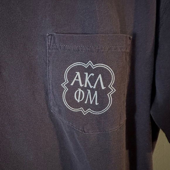 Purple Alpha Kappa Lamba x Phi Mu Spring Block Pocket Comfort Colors Tee Size L - Picture 2 of 6